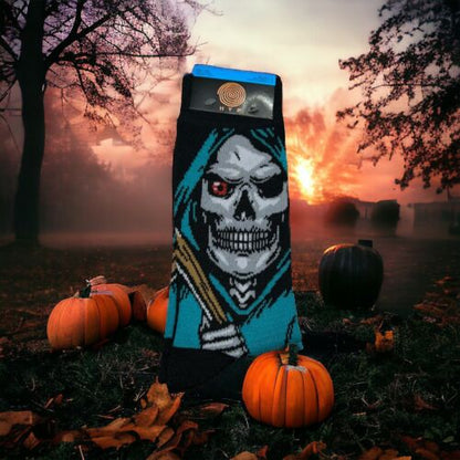 HYP GRIM REAPER Halloween Novelty 1 Pair Crew Socks Shoe Size 6-12 NWT