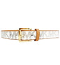 MICHAEL KORS BELT VANILLA MK LOGO WITH LUGGAGE (TAN) EDGING MK STYLE!! MSRP $48