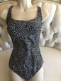 GOTTEX BLUE Black/White 1 Piece Tank Style Swimsuit Sz 14 NWT Retail $180