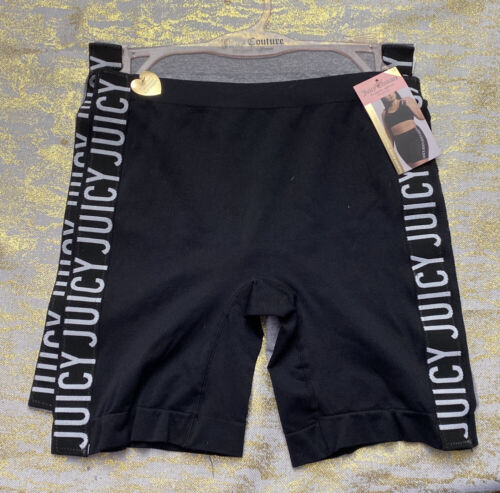 Juicy Couture 2 PK Biker Shorts Seamless Shaping Women’s 3XL Black & Gray NEW