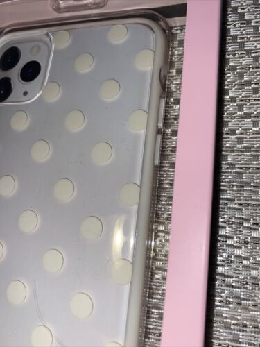 KATE SPADE PHONE CASE FOR iPHONE 11 PRO MAX CLEAR WITH LIGHT YELLOW DOTS &TRIM