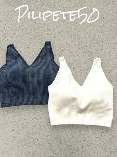 90 Degree By Reflex~Gardenia/Black~ Stonewash Seamless Alamo Bra~XLARGE-CUTE