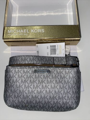 Michael Kors Women’s Belt  Fanny Pack MK Signature Logo SILVER Logo MK- S/M