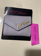 Betsey Johnson Peggable Card Case Flap Snap On Wallet Gray -Gold Hardware CUTE!