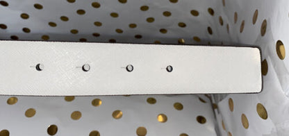 MICHAEL KORS BELT WHITE~LEATHER W/GOLD MK CIRCLE BUCKLE~ALL PLUS SIZES~RARE FIND