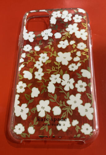 KATE SPADE CASE iPHONE 11 PRO MAX CLEAR -TINY WHITE FLOWER RHINESTONE GOLD FOIL
