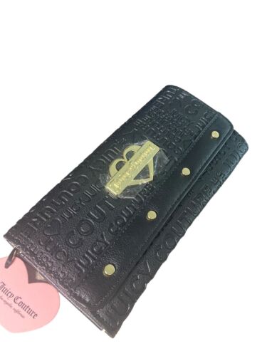 JUICY COUTURE BLACK~GLAM ELONGATED FLAP WALLET~CLUTCH STAMPED~JUST FOR YOU!