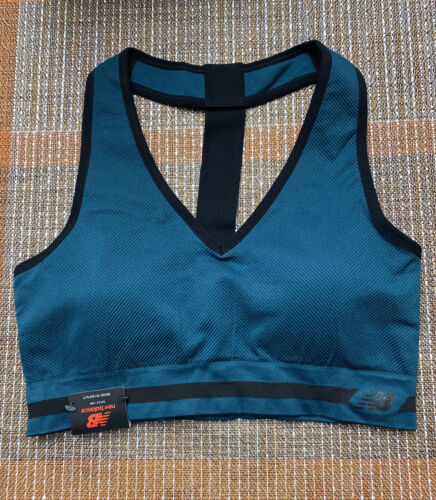 New Balance Medium Impact Sports Bra Style 112016 Tropical Green/Black Size XL