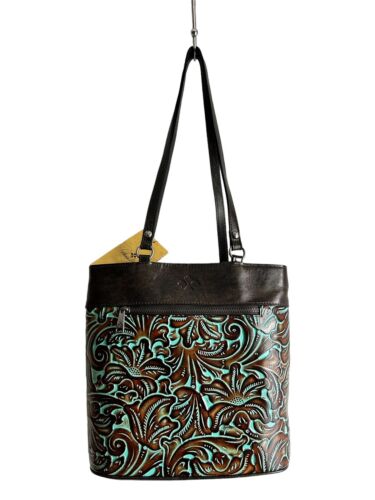 Patricia Nash Albi Tooled Turquoise Convertible Backpack  Tooled $249.00~UNIQUE