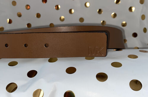 MICHAEL KORS BELT REVERSIBLE LUGGAGE/WHITE WITH MK LOGO GOLD "C" BUCKLE