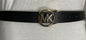 MICHAEL KORS BELT REVERSIBLE BLACK/MK LOGO TAN GOLD MK LOGO BUCKLE SKINNY
