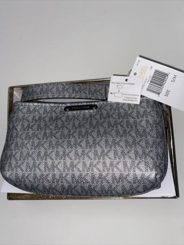 Michael Kors Women’s Belt  Fanny Pack MK Signature Logo SILVER Logo MK- S/M