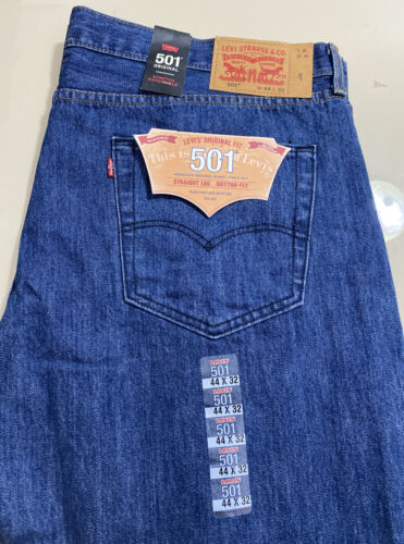 Levi's 501 Men’s Button fly Original Stretch Denim Blue Jeans 44W X 32 L