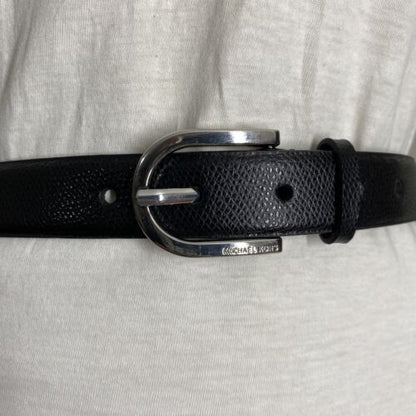 MICHAEL KORS BELT BLACK WITH LARGE SILVER TONE STUDS MK LOGO STUD MK STYLE!!