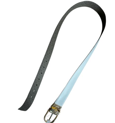 Michael Kors Belt Twist Reversible Leather MK Logo Buckle White /Brown Logo