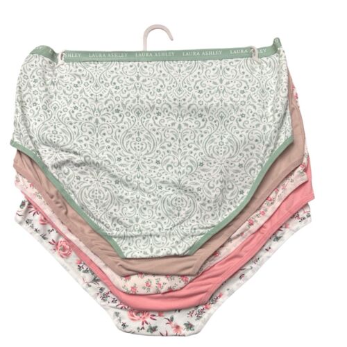 Laura Ashley ~ Women's Brief Underwear Panties Floral 5-Pair Polyester (A) ~ 2X