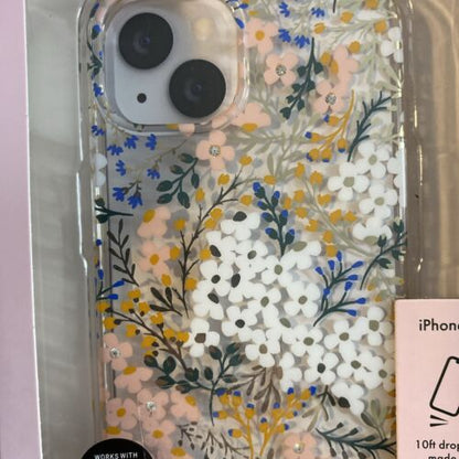 Kate Spade Phone case iPhone For  iPhone 13 Floral Gold Leaf Rhinstones Beauty!!