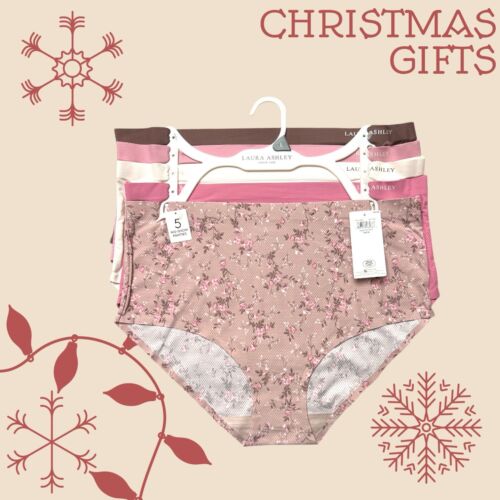 Laura Ashley~Women Brief Panties Floral/Solid 5-Pair LS6895~Sz M ~GREAT QUALITY