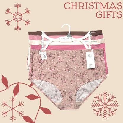Laura Ashley~Women Brief Panties Floral/Solid 5-Pair LS6895~Sz M ~GREAT QUALITY