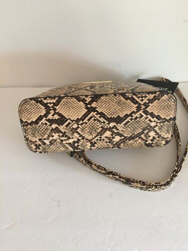 STEVE MADDEN HANDBAG BMAGGIE NATURAL BROWN /BEIGE PRINT-DOME GOLD-HARDWARE