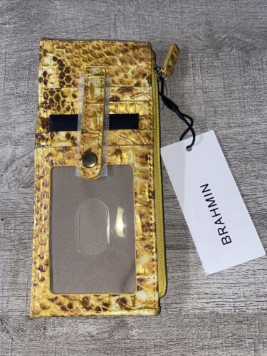 BRAHMIN CANARY MELBOURNE LEATHER CREDIT CARD SLIM WALLET NWT