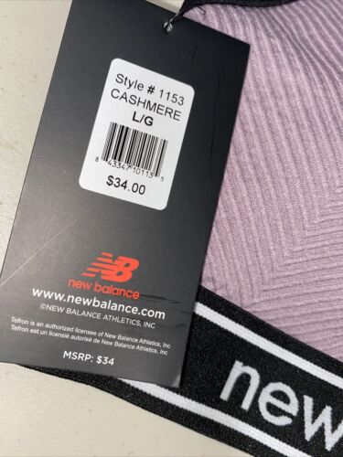 New Balance Medium Impact Sports Bra Style # 1153 Lavender/ Black LARGE NEW