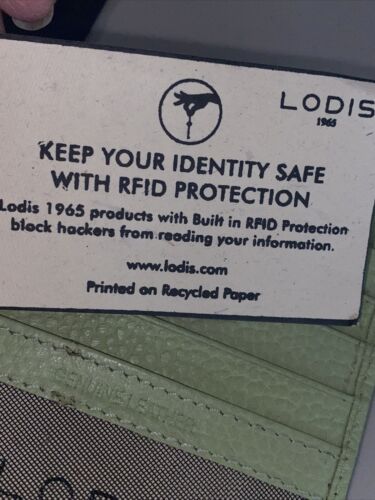 Lodis Light Green RFID Protection Card Case Window ID Genuine Leather Wallet
