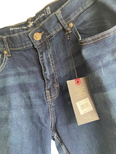 Beverly Hills Polo Club Jeans Slim Fit Med. Wash Denim Pants Mens Size 38X32 NWT
