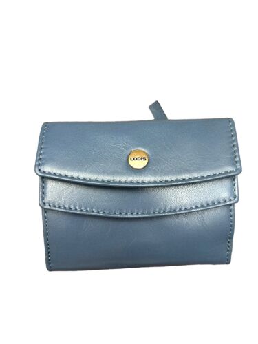 LODIS BLUE Classic Premium Leather RFID Double Flap-Snap Wallet Cardholder~GREAT