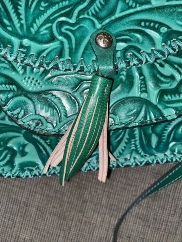 PATRICIA NASH Beaumont Tooled Crossbody P431244 Burnished Soft Green Leather NEW