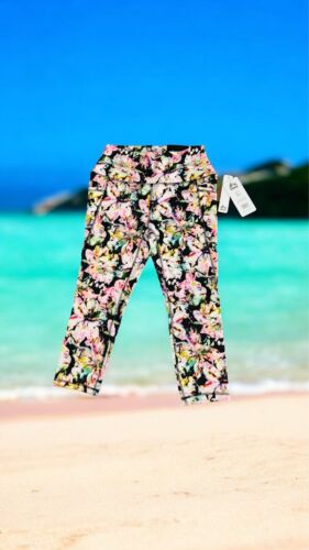 RBX Women's Capri Length~Style CR6950 Stretch Leggings~Floral Multicolor Size L