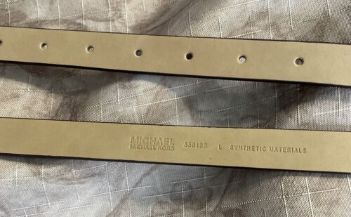 Michael Kors belts 2 For 1 Blue Floral And Cream Gold Buckles MK Logo "Skinny"