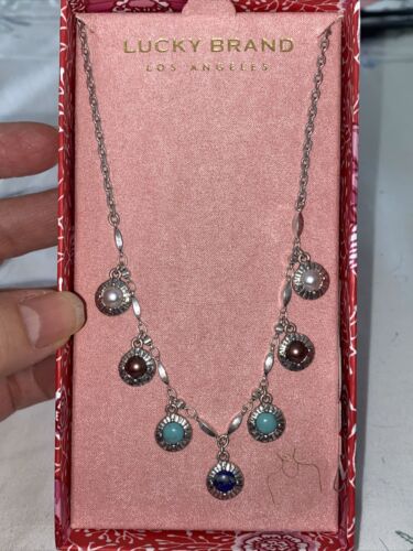 Lucky Brand Women's Semiprecious Accents Silver Plated  Necklace NIB