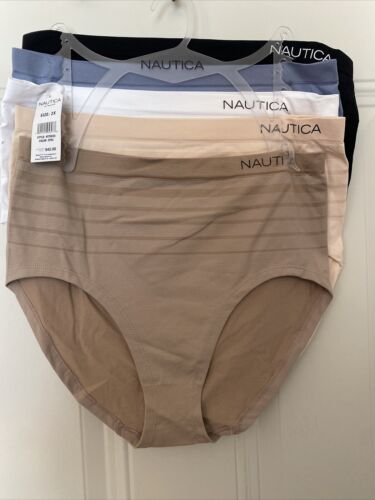 NAUTICA~NT9935~5 PACK~SIZE 2X~MULTICOLOR~SOFT HIGH WAIST BRIEF PANTIES GREAT FIT
