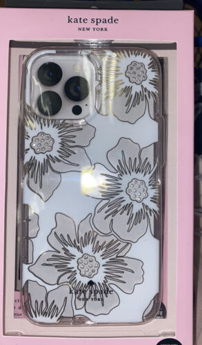 Kate Spade New York Protective Case iPhone 13 ProMax Floral White Rhinestone NEW