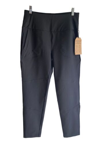Avalanche Women Combo Stretch Woven Front Knit Slim Fit Pant with Pockets LARGE