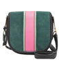 FOSSIL RUMI Alpine Green Crossbody Handbag Saddle Leather/Suede ZB7393307 $158