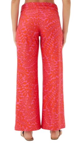 Trina Turk Bal Harbour RollOn CoverUp Pants MED~Bicolor Floral NWT~MSRP$168~CHIC
