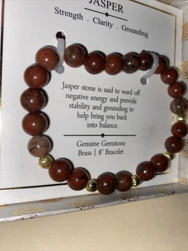 Shivam Jasper Genuine Gemstone~Brass 8" Bracelet ~ Strength, Clarity & Grounding