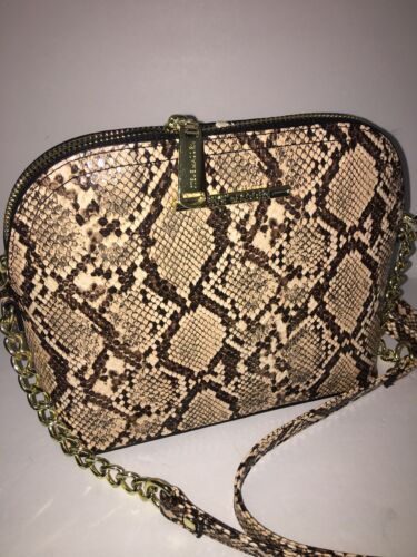 STEVE MADDEN HANDBAG BMAGGIE NATURAL BROWN /BEIGE PRINT-DOME GOLD-HARDWARE