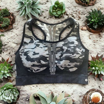 LAYER 8 MAX. SUPPORT SIZE 1X SPORT BRA  CAMOUFLAGE GRAY/CHARCOAL/BLACK LWB0103X