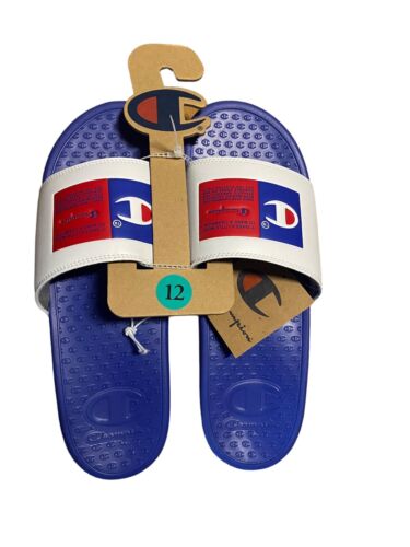Men's Champion lpo Squish Slide Sandal- Superslide Jock Blue/White Strap Size 12