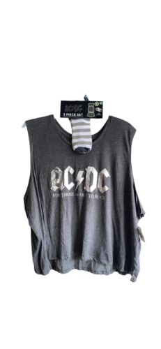AC/DC Women's  Tank Top, Shorts and Socks, 3-Piece Sleep Set 3XL