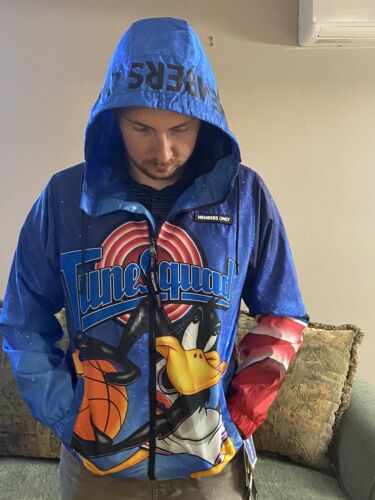 Members Only~Space Jam Looney Tunes Daffy Duck Windbreaker Hoodie Jacket Size S