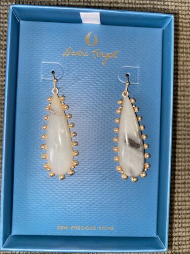 DARBIE ANGELL ~Earrings ~ Quartz~ Gold ~Tone Fashion Designer NIB ~ UNIQUE