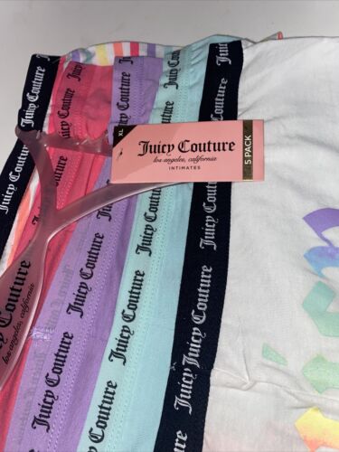 Juicy Couture~Women Boyshort Underwear Panties Cotton Blend 5-Pair JC7530~WOW~L