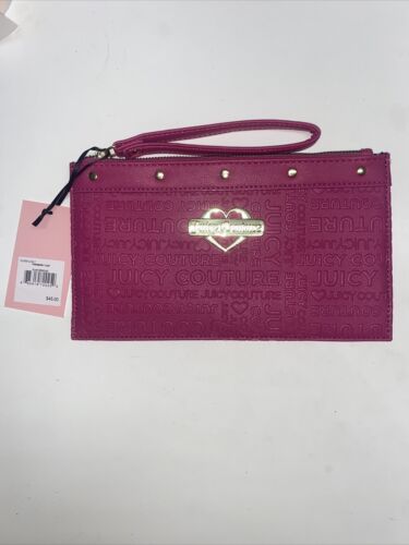 Juicy Couture~Wristlet Raspberry Tart & Gold Studs ~Glam Wristlet~Stamp~CUTE
