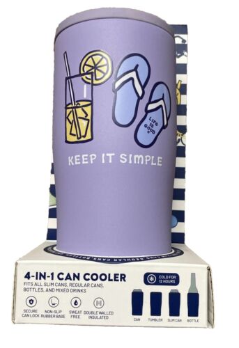 Can Cooler Life Is Good 4-in-1  Slim + Regular Cans Bottles Mixed Drinks Cool!!