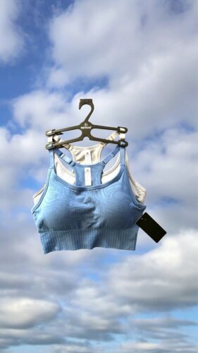 90 Degree By Reflex Seamless Noha Sports Bra~Blue & Gray~Set of 2~Sze LARGE
