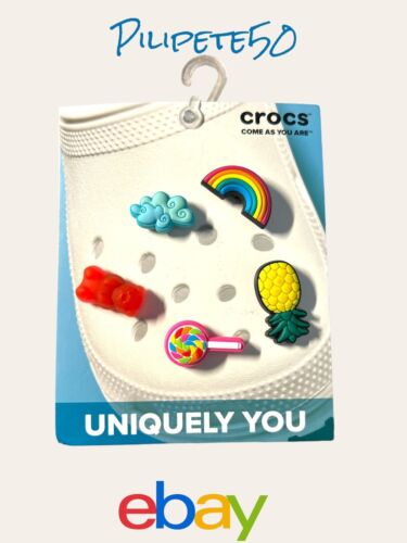 Crocs Jibbitz Uniquely You Happy Candy Rainbow Trendy Charms 5 Pieces